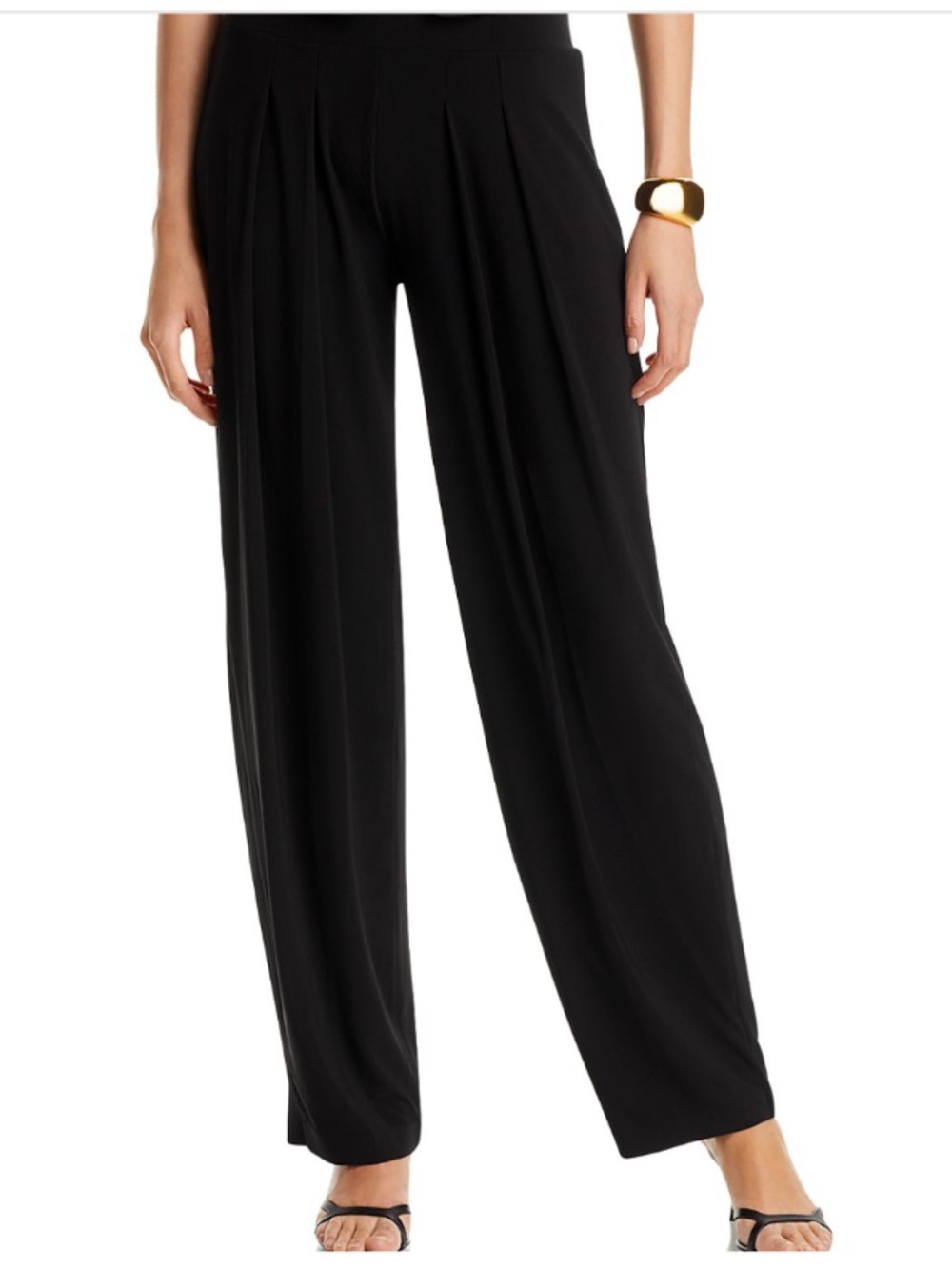 Norma Kamali Black Wide-Leg Jersey Pants - Picture 3 of 7